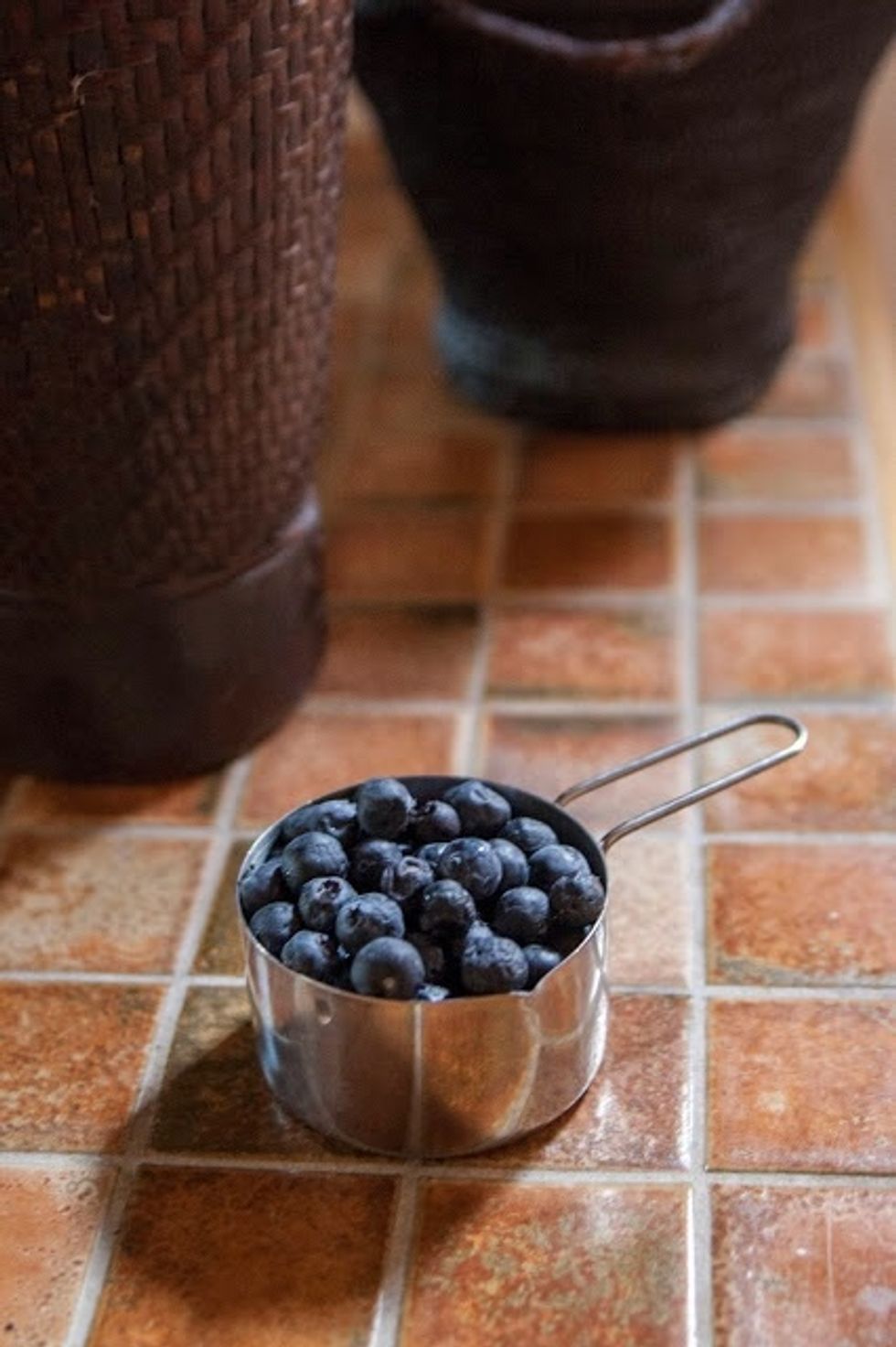 Rinse and dry the blueberries. Set them aside.