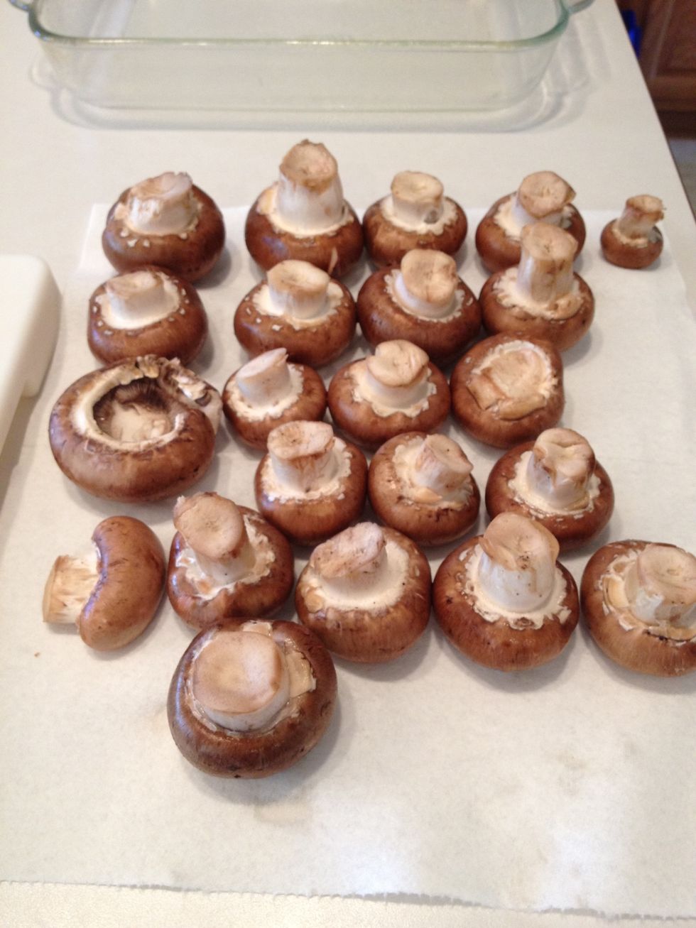 Rinse and pat dry mushrooms.