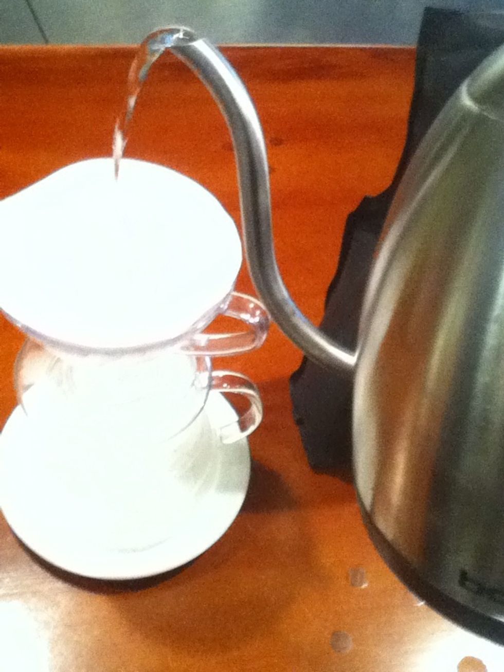 Rinse and pre-warm your filter and vessel