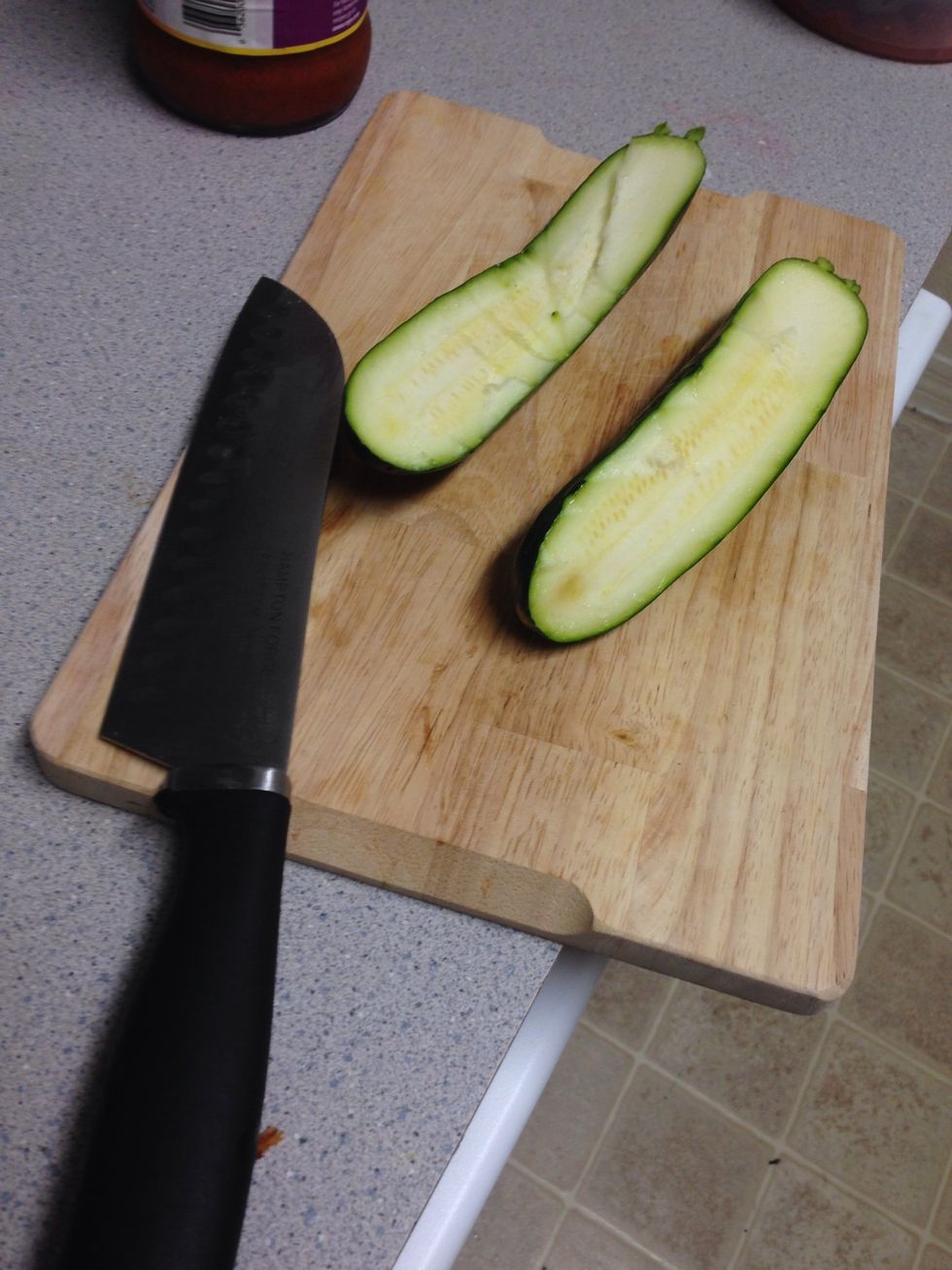 Rinse and slice Zucchini