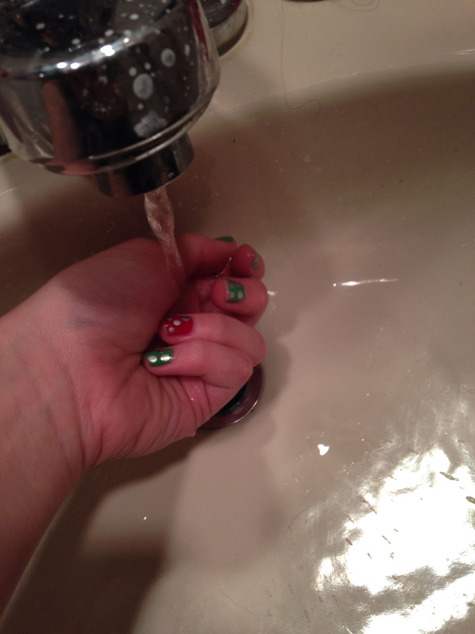 rinse both hands until damp (i prefer washing my hands before i add the mixture)
