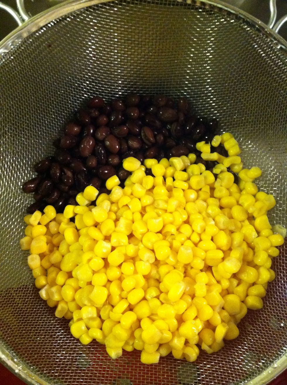 Rinse corn and black beans.