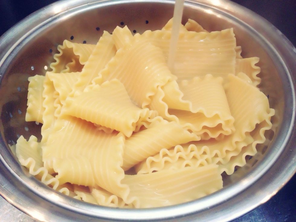 Rinse noodles in cold water until cooled and set aside.