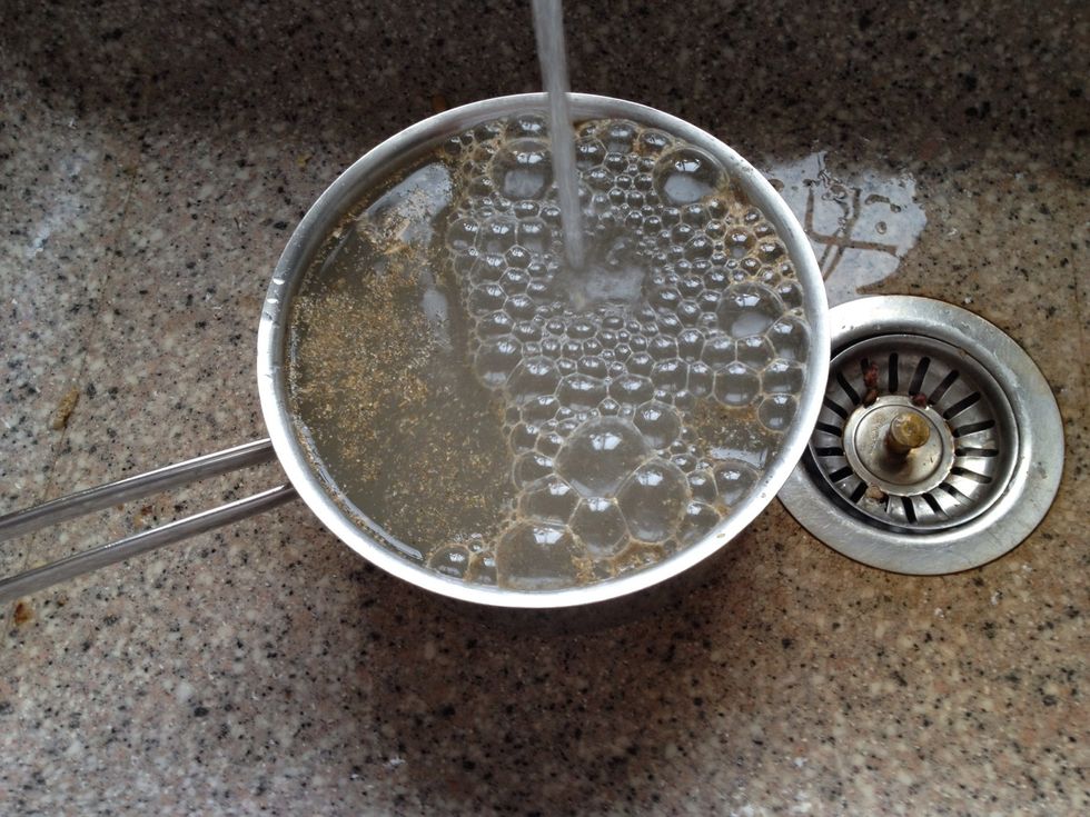Rinse rye grain, just like you rinse rice.