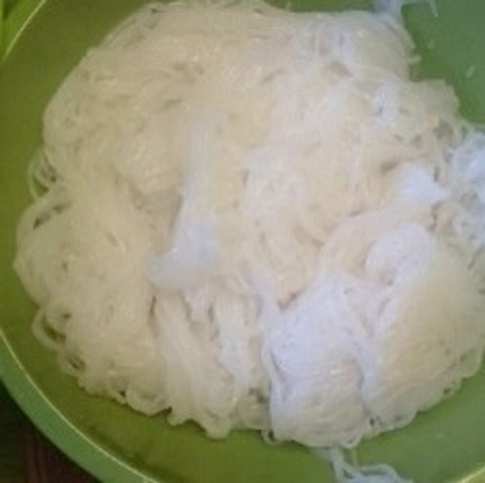 Rinse. Setsuko also cuts them with scissors so they aren't so long.