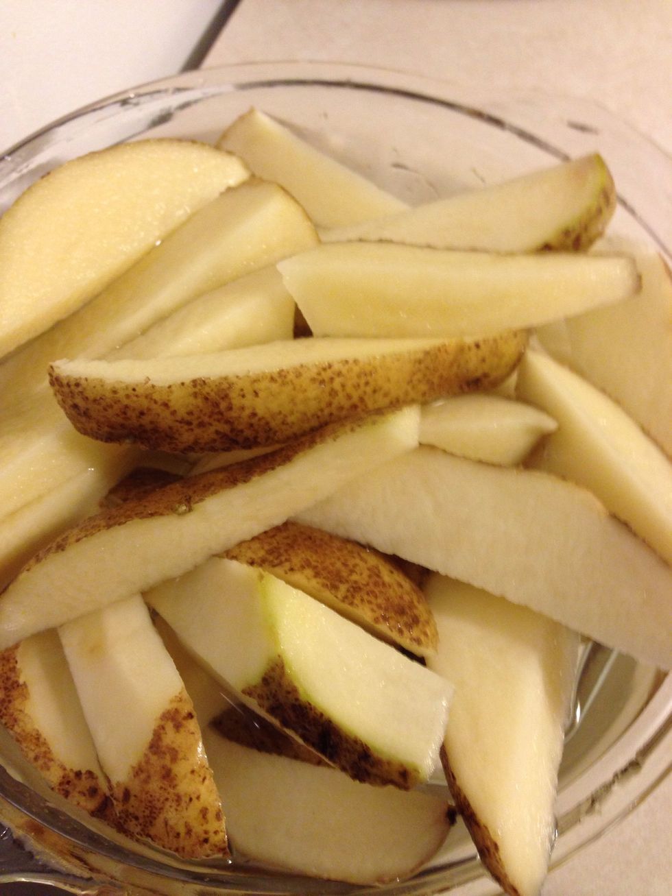 Rinse & slice potatoes to thick wedges. Add to hot cooking oil and deep fry until cooked to your preference.
