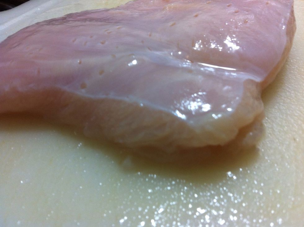 Rinse the chicken under the tap and cut off access factory missed fat, cut in pieces, and toss'em in a bowl with a cup of water