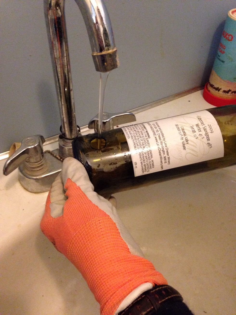 Rinse to clear any possible glass chips. Allow the bottle to dry completely before proceeding.