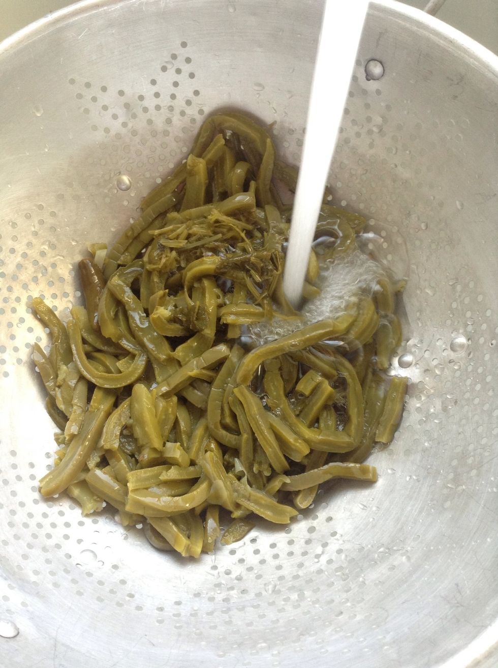 . . . rinse well. The liquid they come in is kind of slimy, kind of like with okra.