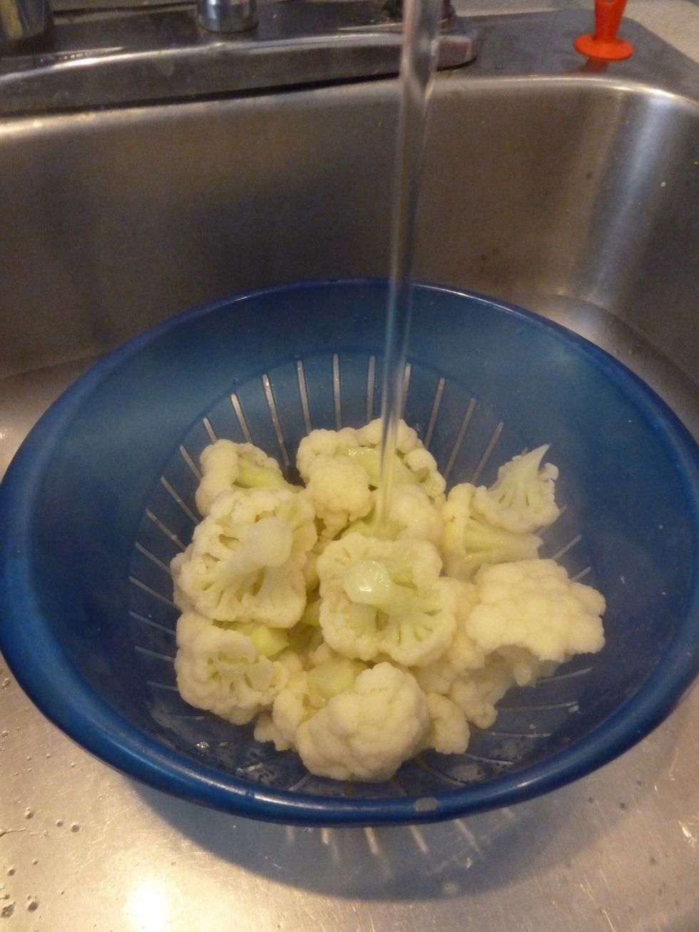 Rinse with cold water. This makes the florets to remain firm