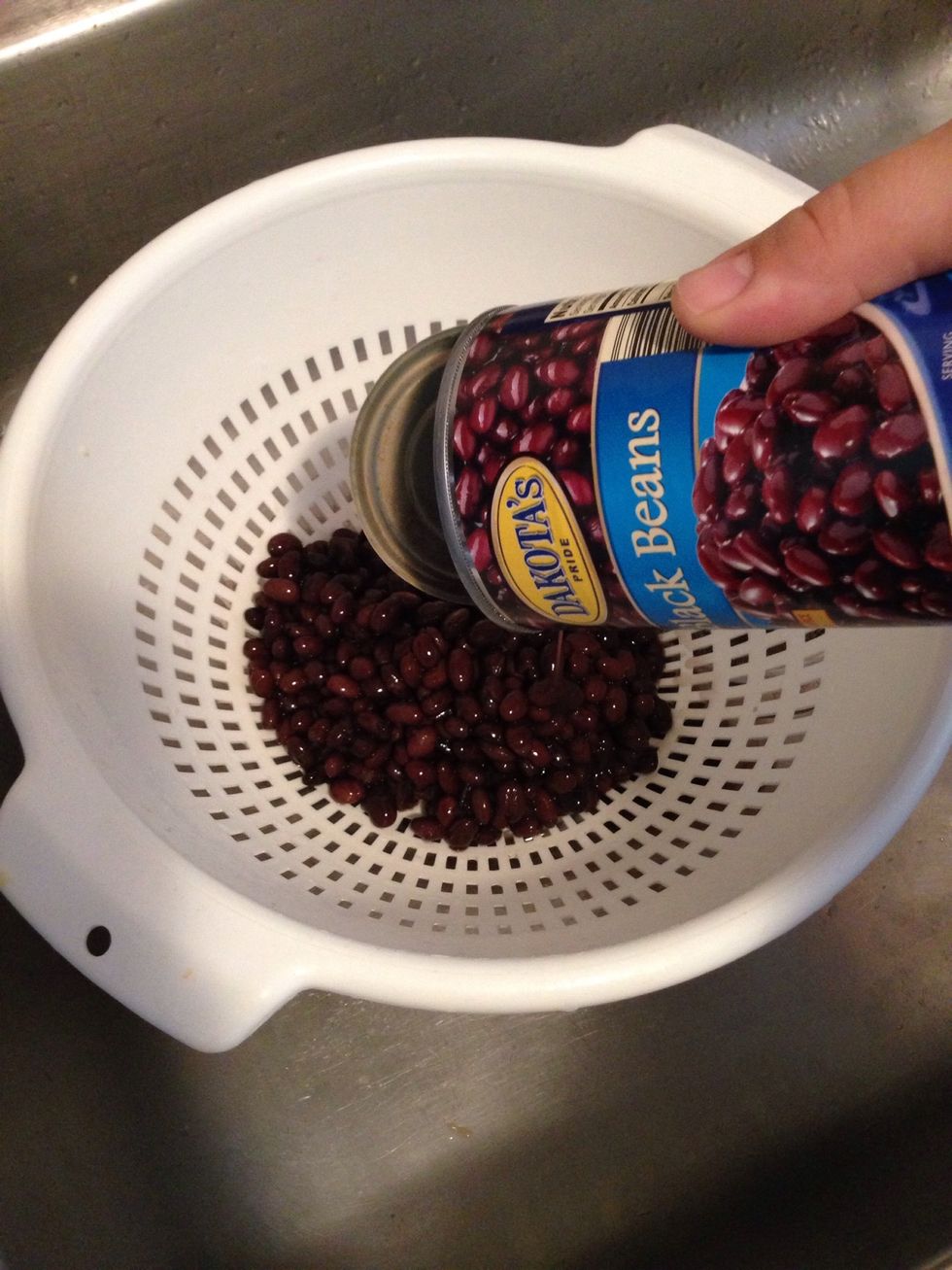 Rinse your 15 oz can of black beans until the water runs clear. This will be the only beans you drain and rinse.