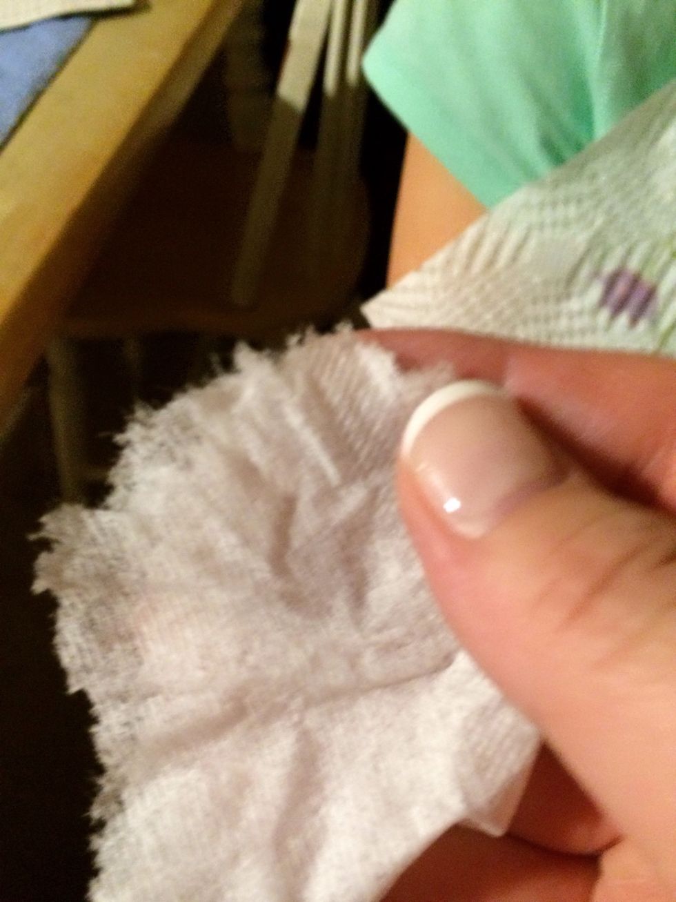 Rip off small amount.