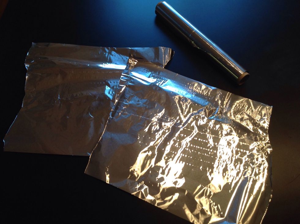 Rip two pieces of foil, about as wide as it is broad.
