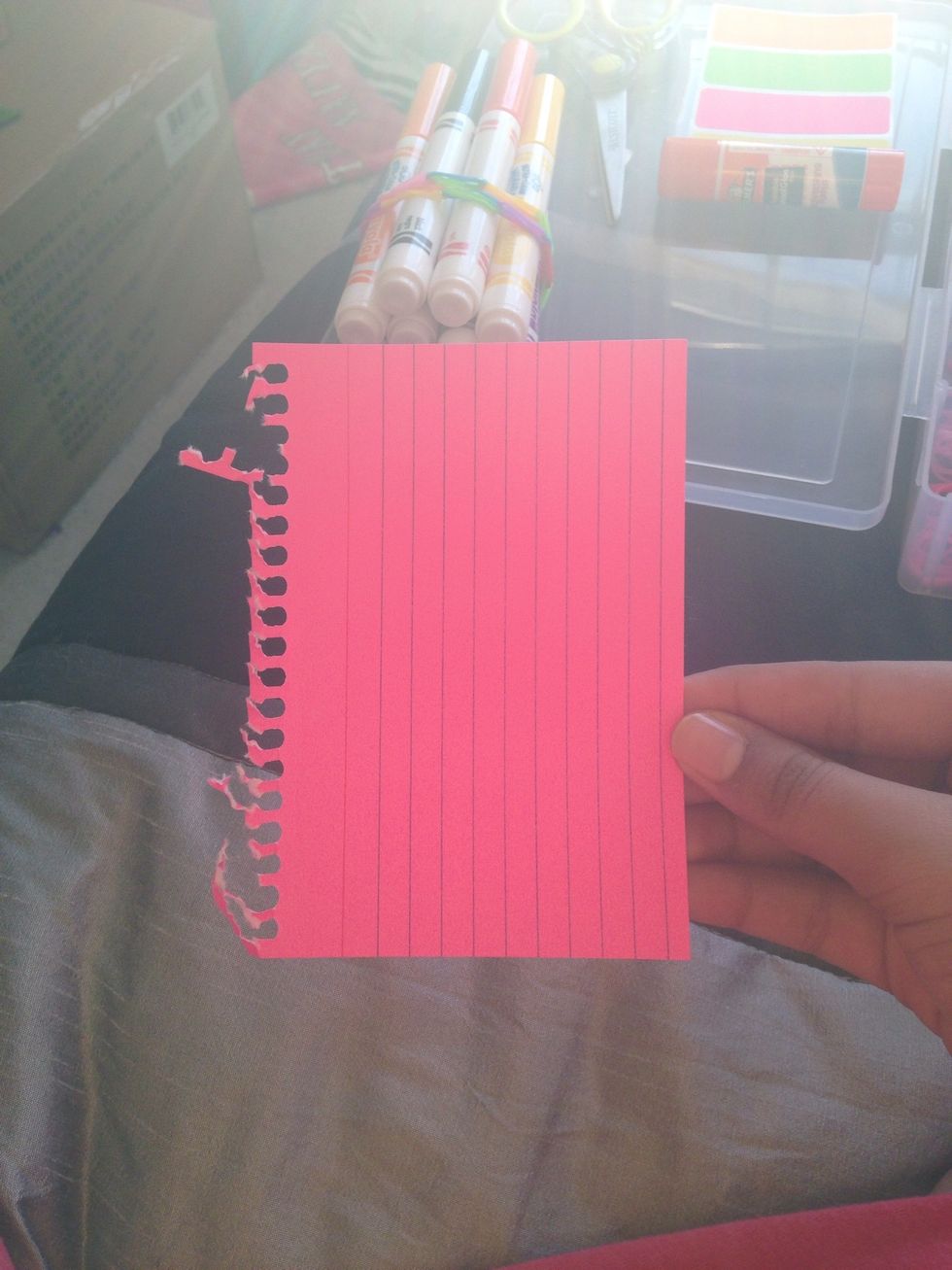 Rip your card or the colorful paper and trim it. Than put labels on it.