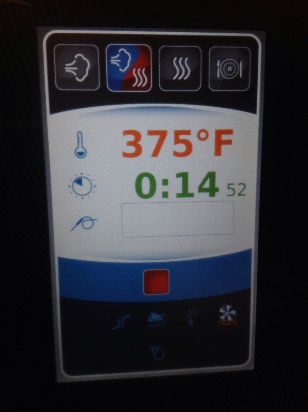 Roast in combi mode full steam at 375F (190C) for 15 min.