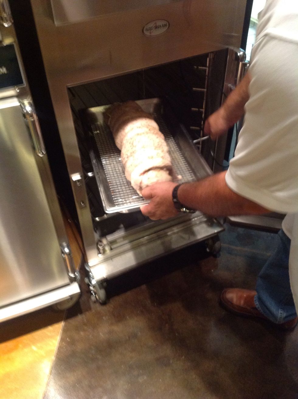 Roast in the shaam at 250F (121C) to 130F (54C) and hold at 150F (61C) for 4 - 10 hrs.