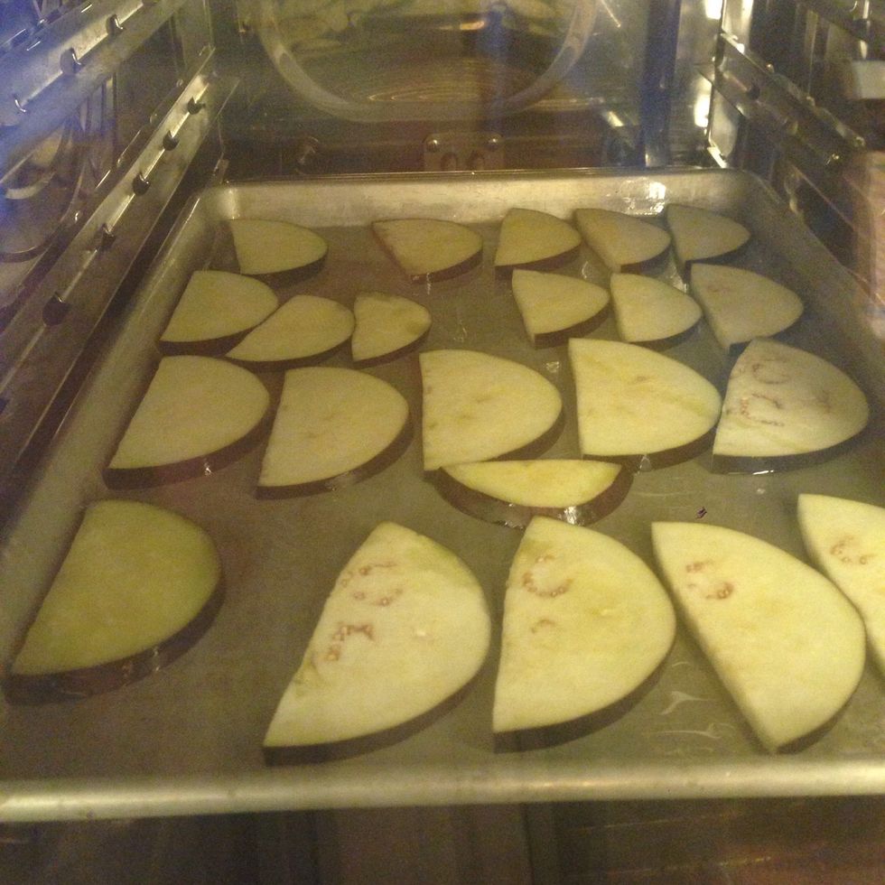 Roast the eggplant for 5 minutes.