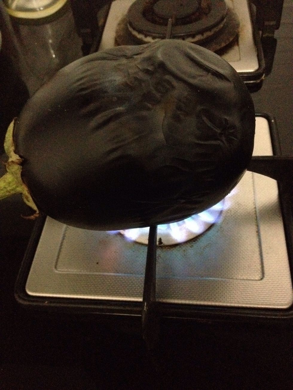 Roast the eggplant on direct flame or on coal too will do