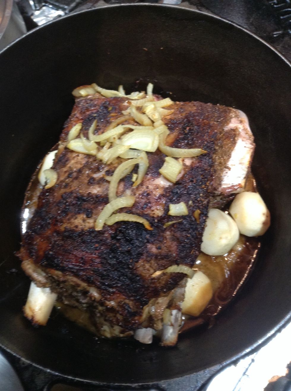 Roast with added fennel, & turnips covered for about another 45 minutes. Serve with a wild mushroom couscous, another recipe for another day.