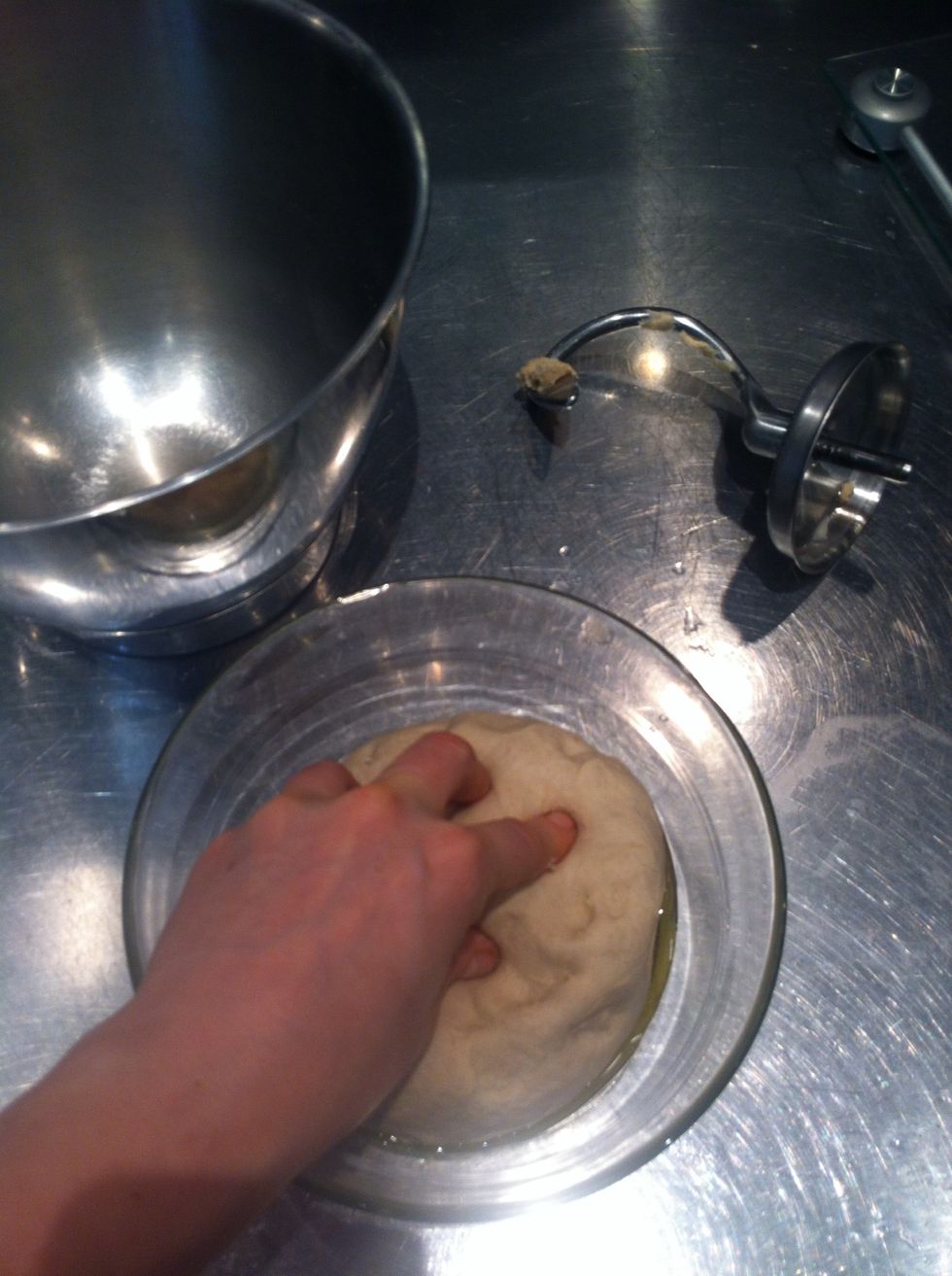 Roll ball onto oil.