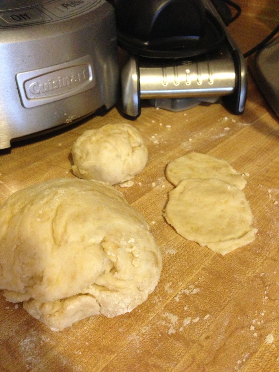 Roll dough into ball. Roll out onto a lightly floured surface and cut circles with a glass or cookie cutter.