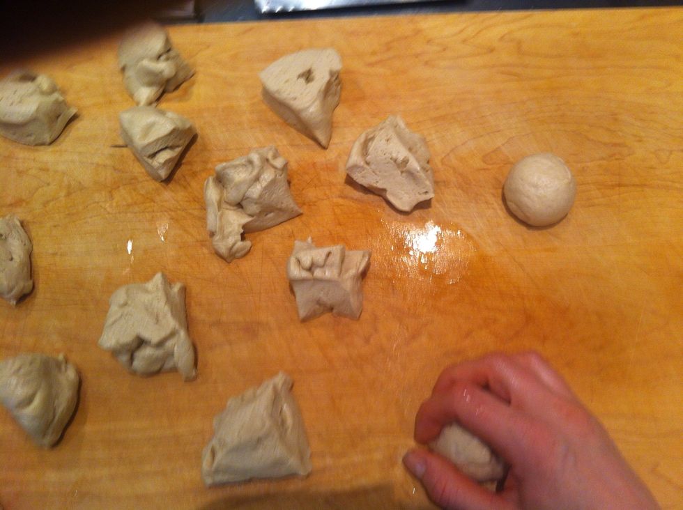 Roll each piece into a ball.
