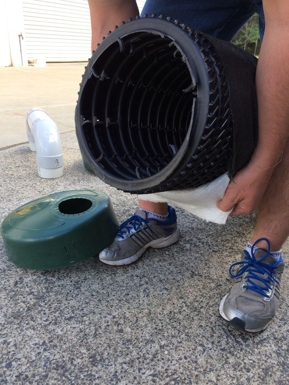 Roll fabric and bio accelerator back to allow cap to push on a click onto ribs.