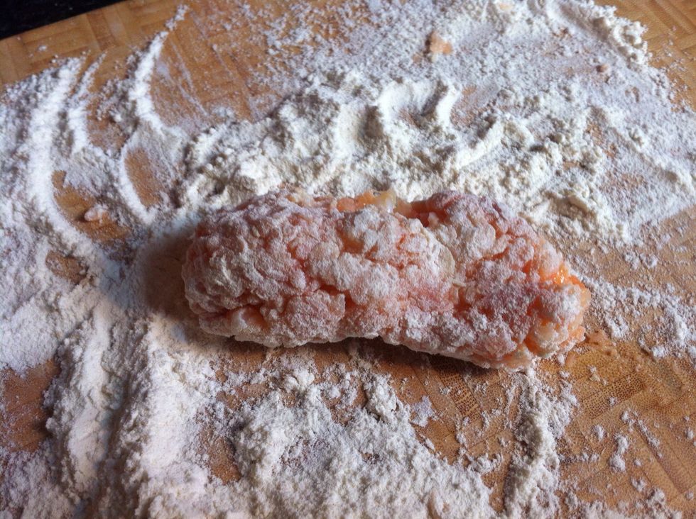 Roll in the flour, mould and shape as you can. These will still be fairly fragile even once moulded.