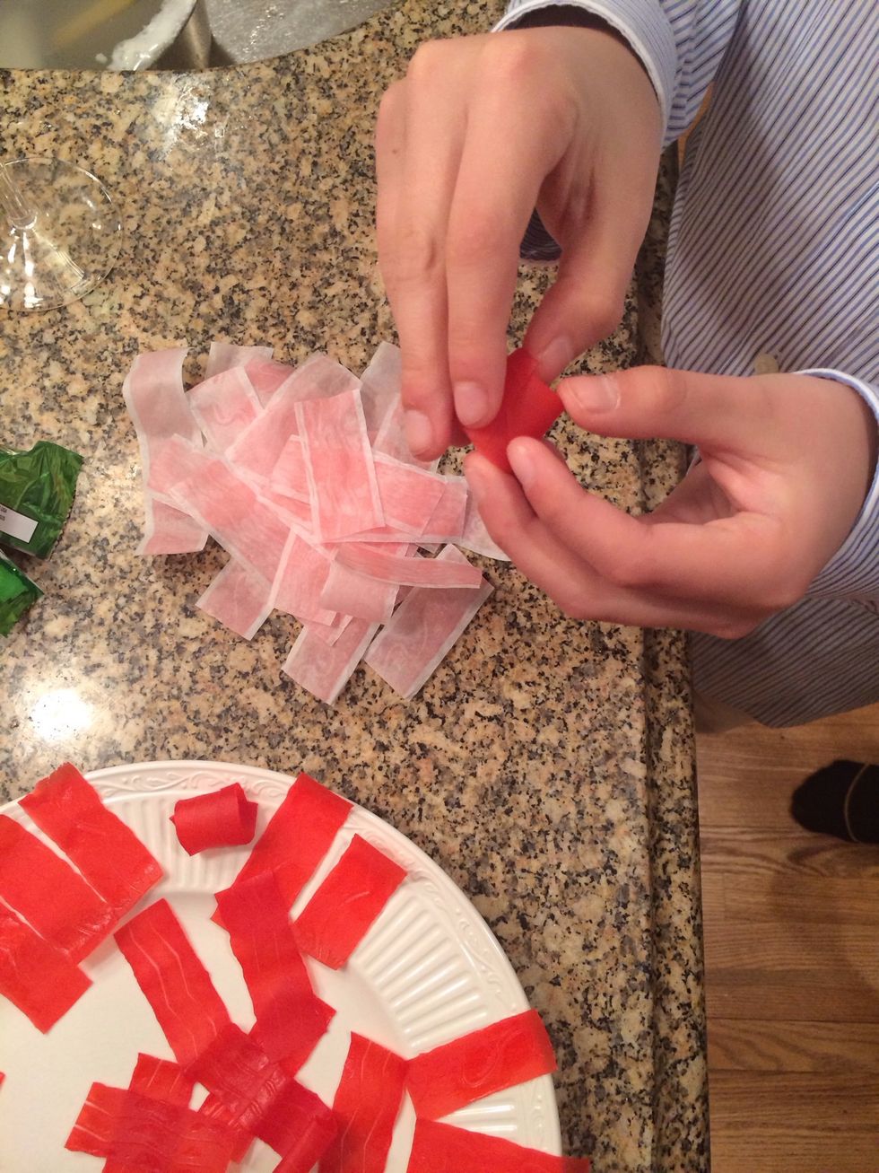 Roll into circles and press on ends, sticking them to each other.