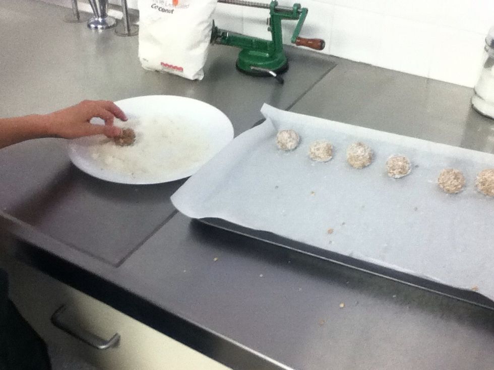 Roll into little balls then roll into coconut you can even use hundreds and thousands or other sprinkles