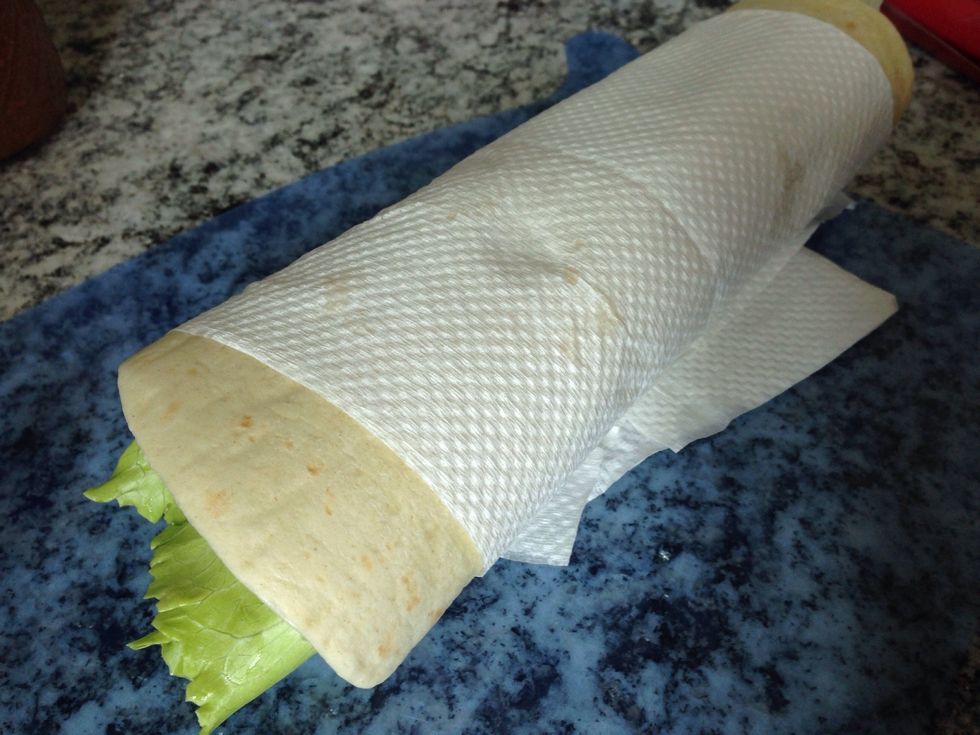 Roll it by the kitchen paper.