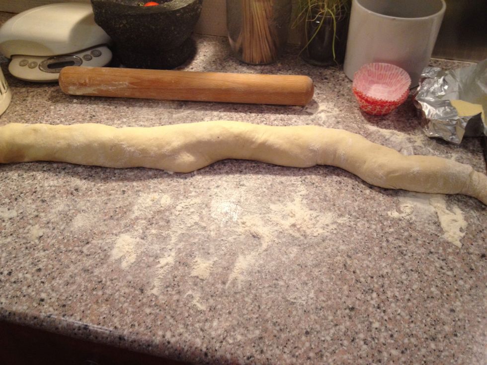 Roll it tightly together and cut in to bun size lumps.