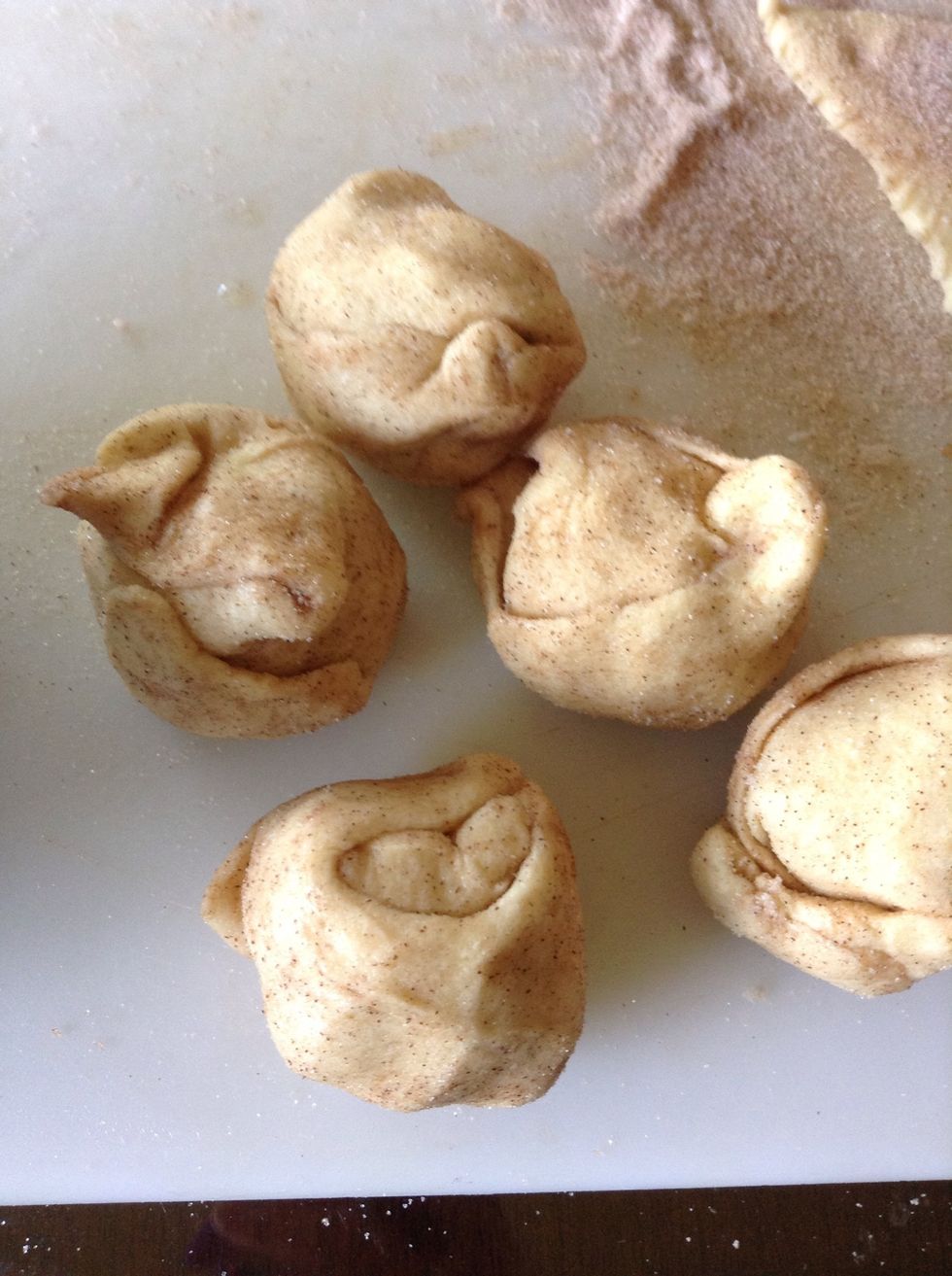 Roll it up, and pinch the ends. Now bake in the oven for 10-13 minutes.