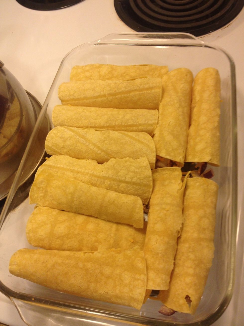 Roll like a burrito and place in pan