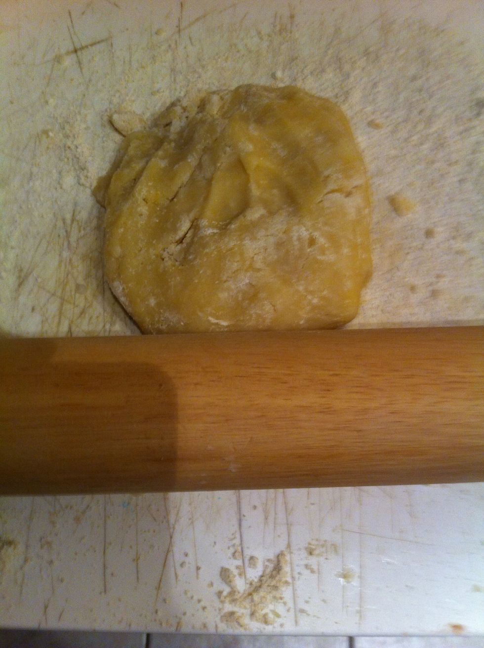 Roll out chilled cookie dough till about 1/2 inch thick