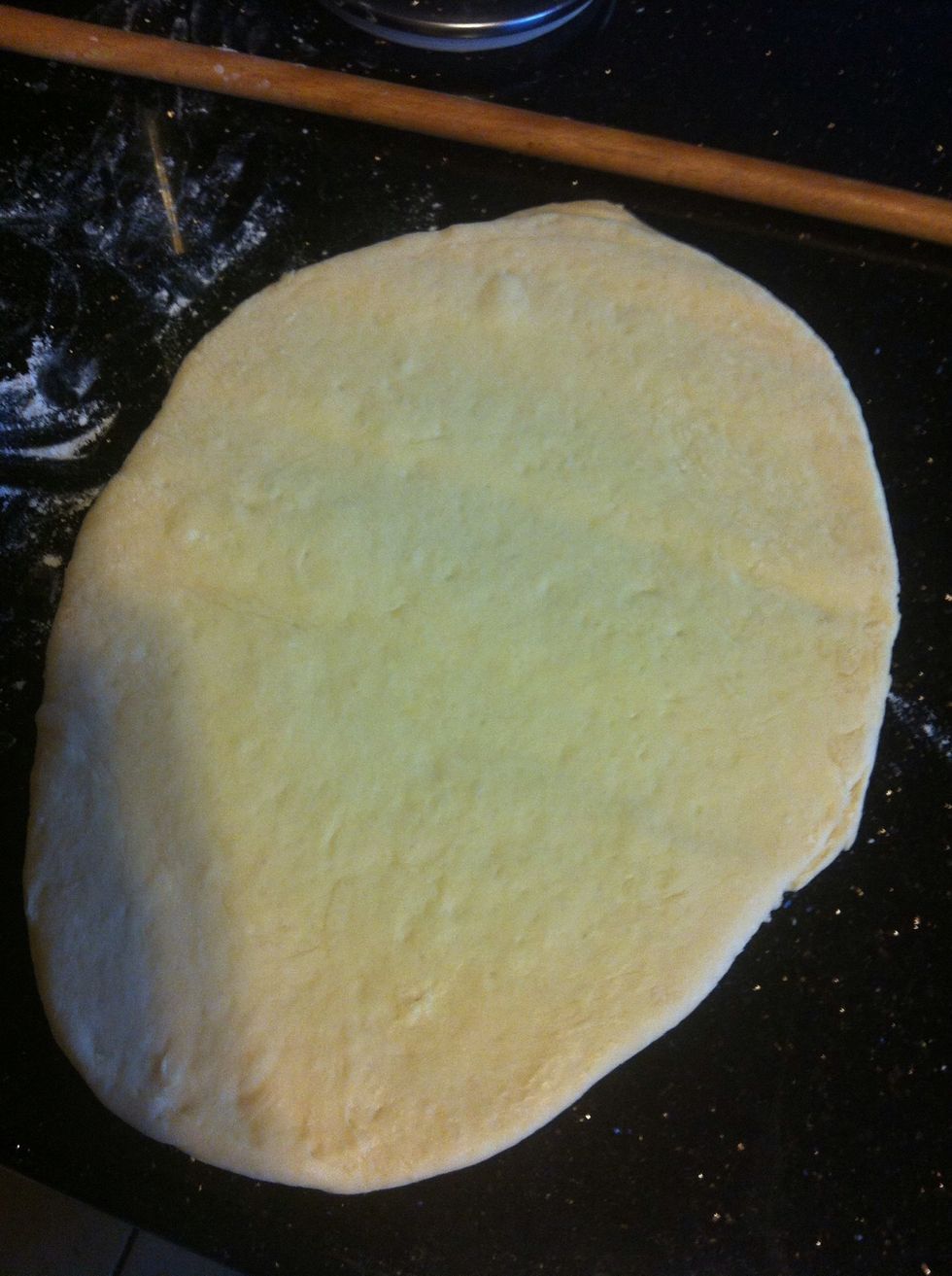 Roll out dough to 1/2 inch thickness.