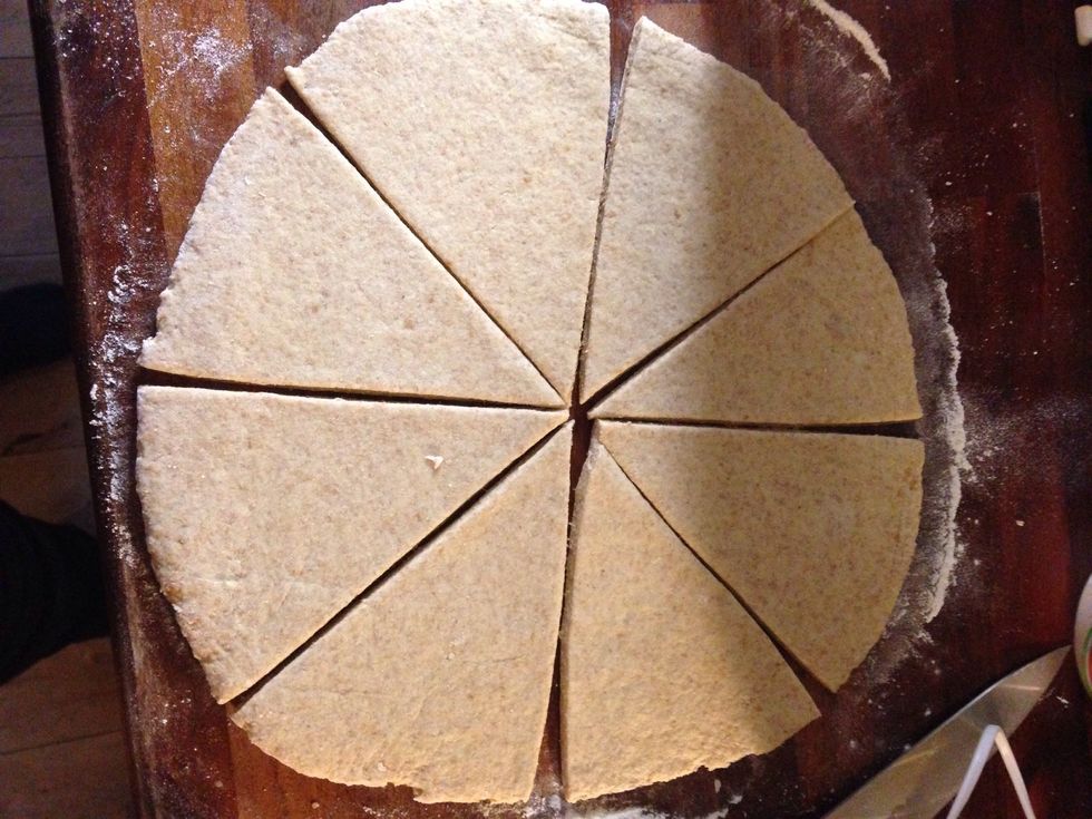 Roll out each half and Cut it in 8 slices