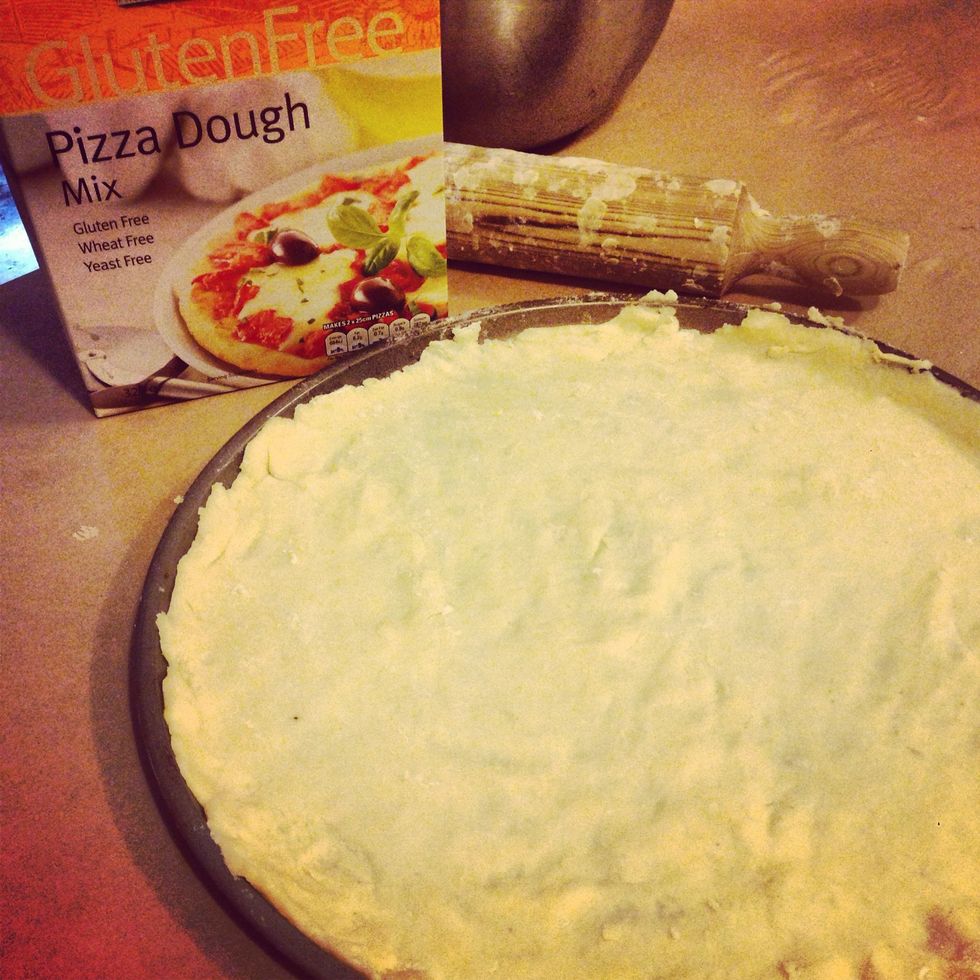 Roll out half the mixture for 1 pizza