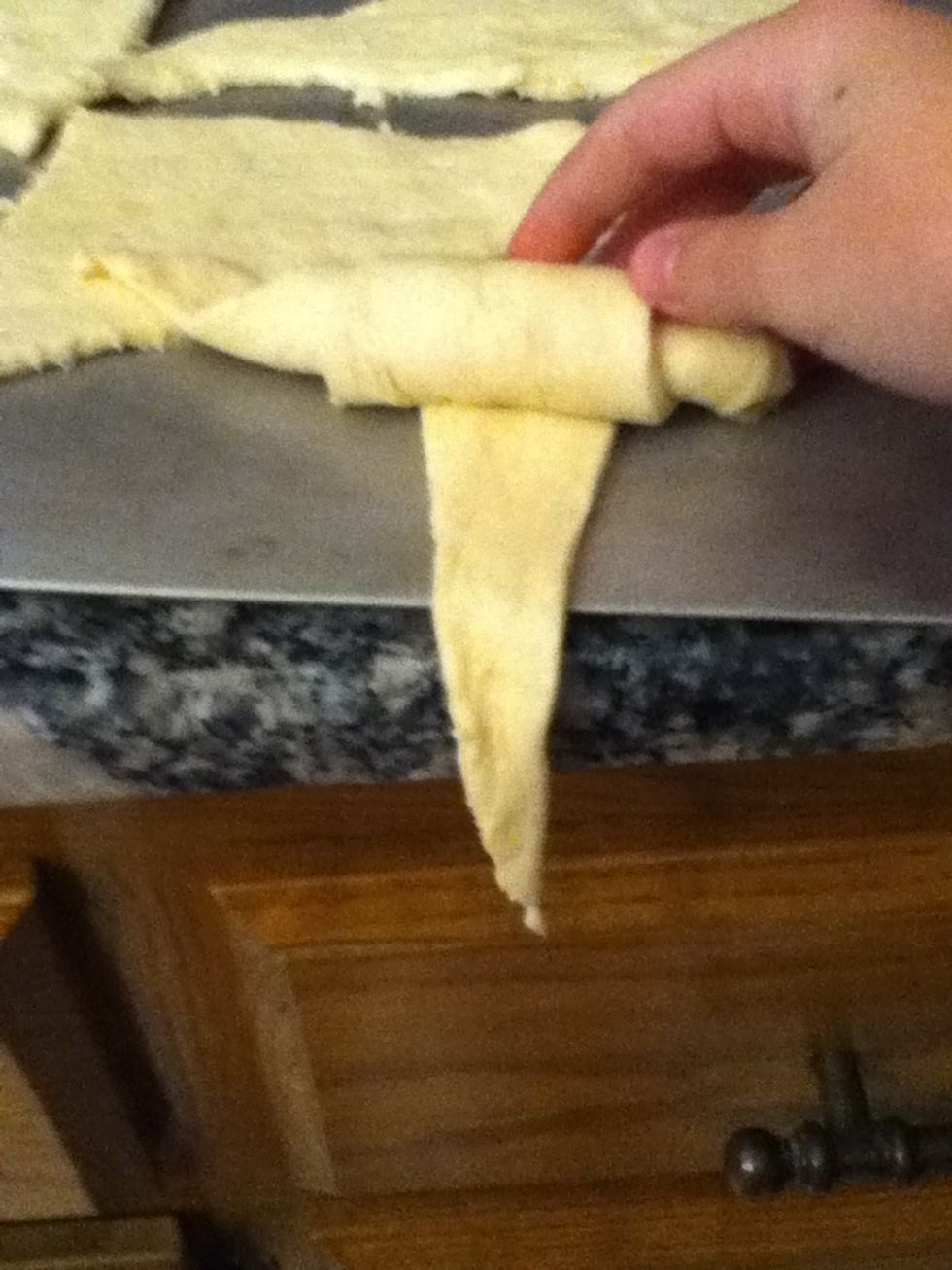 Roll out the dough into a crescent shape