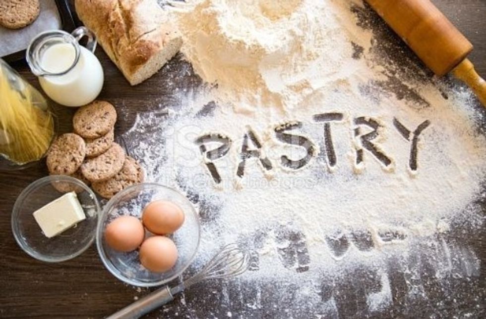 Roll out the pastry a cut out rectangular shapes. Bake them until there golden.