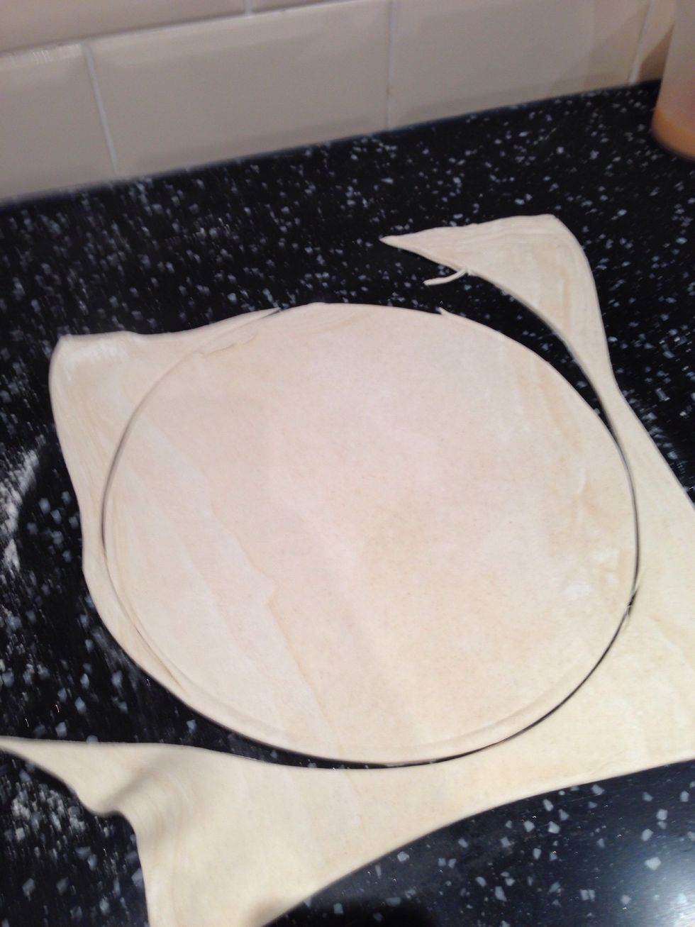Roll out the pastry and cut out round that will cover the pie dish