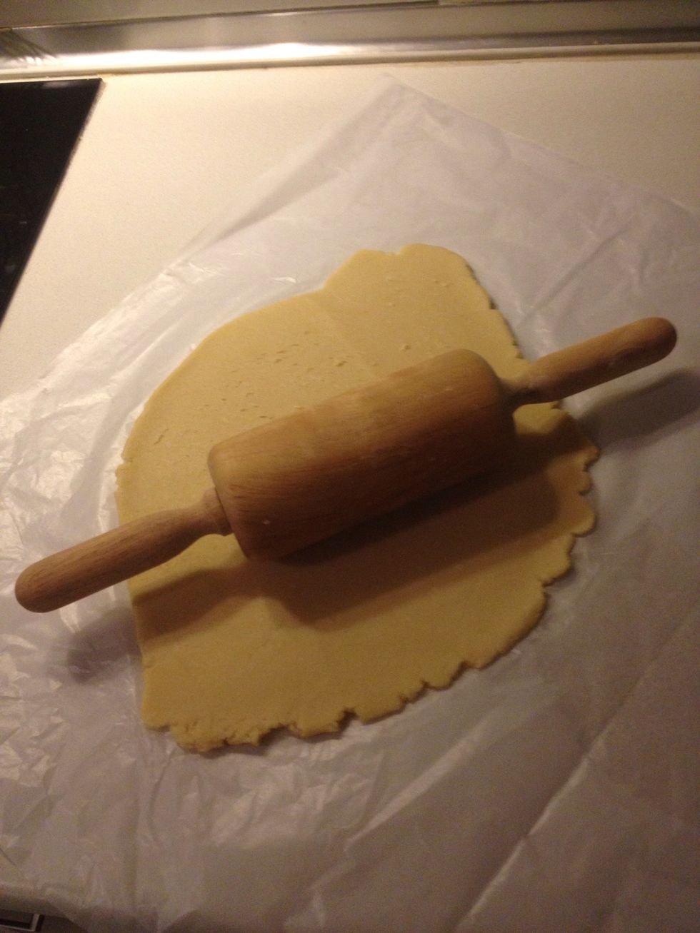 Roll out thinly. Try to make it close to your pan's shape as possible.