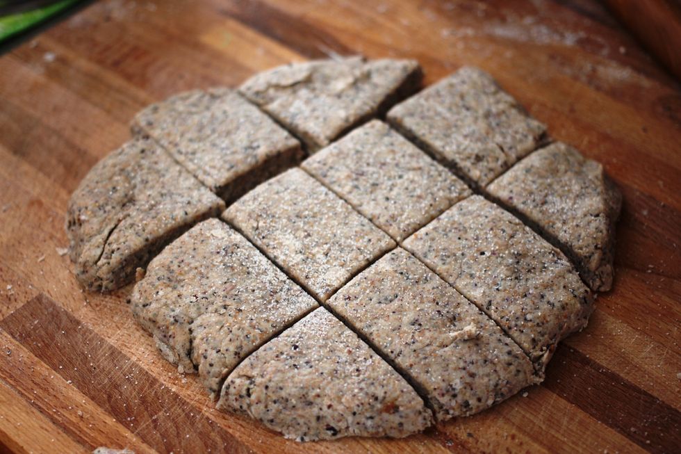 Roll out to desired thickness (mine was about 1 inch), and sprinkle some sugar on top.