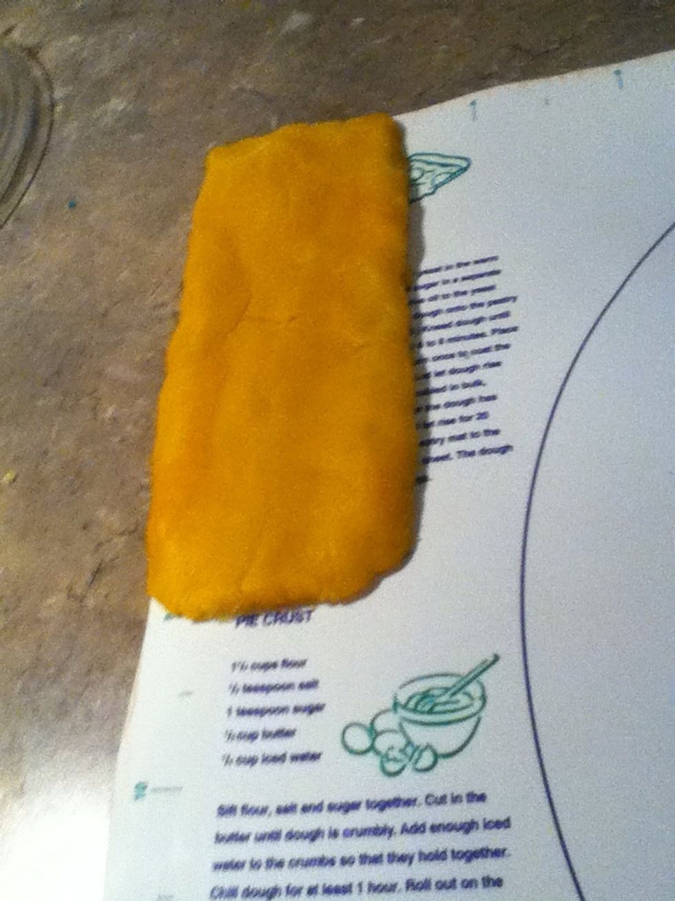 Roll out yellow dough to 8x3 inches.