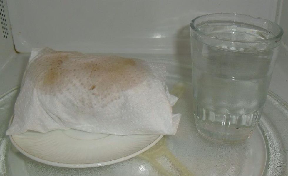 Roll potatoes with a tissue and put it beside a glass of water then run the microwave until tender