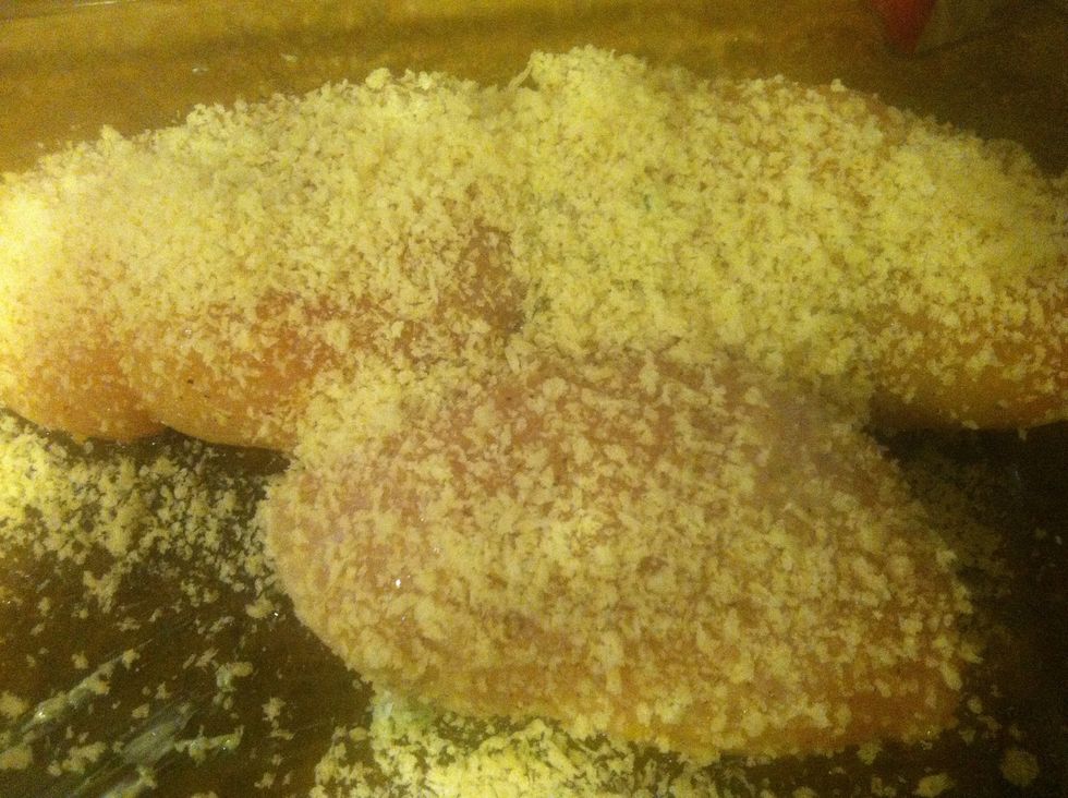 Roll shut and sprinkle with bread crumbs/panko crumbs
