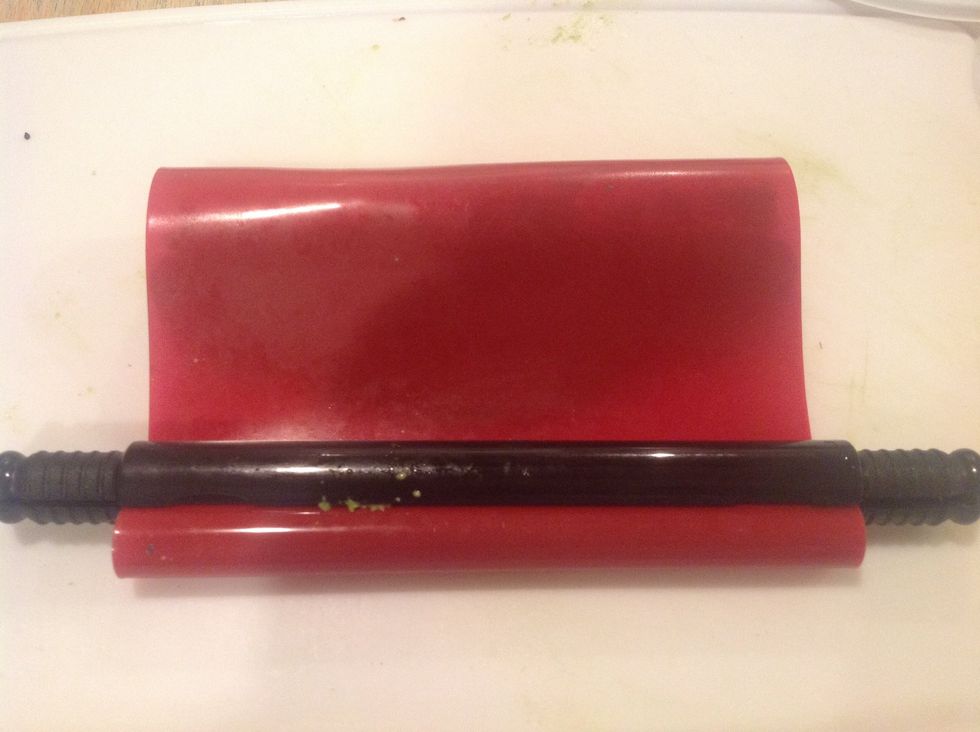 Roll sushi using roller ( follow directions of roller)