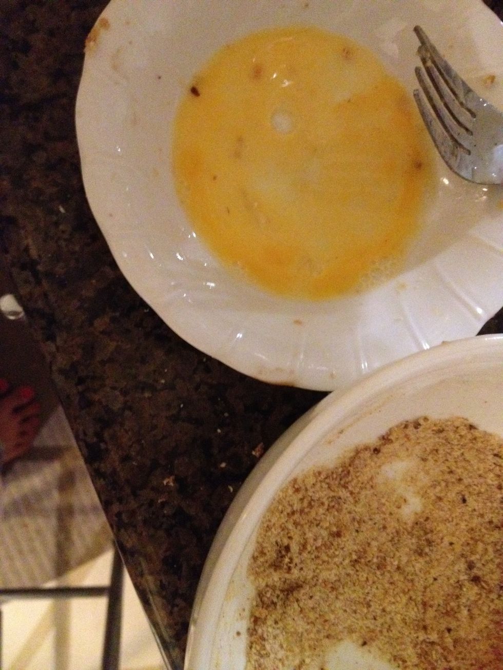 Roll the ball into the egg and breadcrumbs...put it back to the freezer for about 1-2 hour or completely frozen