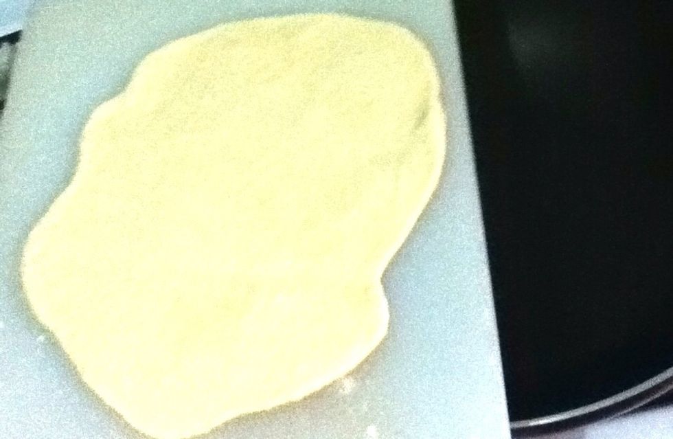 Roll the dough using rolling pin or just flatten it with your hand. Once again, so very me \u263a roti shape doesnt matter hehe