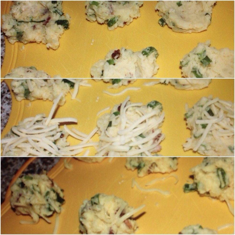 Roll the mixture into balls, then add the cheese, then finally enclose the cheese with another thin layer of the mixture